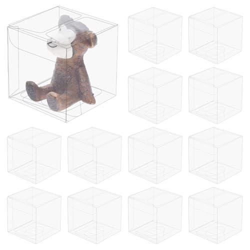 BENECREAT Lot de 180 boîtes à dragées cubiques transparentes avec film protecteur en PVC pour présentation de bijoux, bonbons, chocolat, gâteaux, ballons...