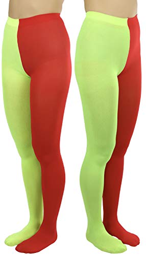 Image of ToBeInStyle Women's Two Toned Vibrant Jester Contrast Opaque Multicolored Tights