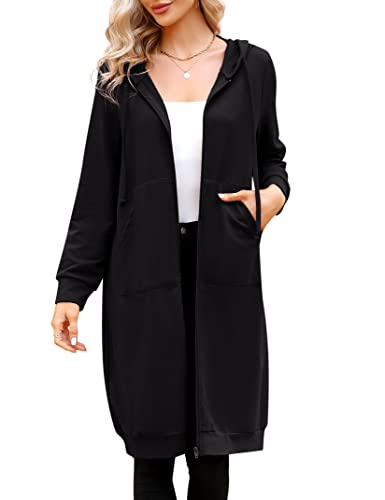 Missky Women's Winter Outwear Thickening Long Sweatshirt String Hoodie Dress Pullover Plus Size,Black-Regular M #TOP24