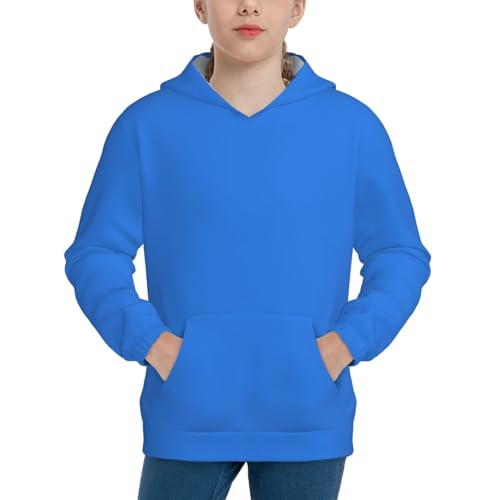 Dodgerblue Kid Hoodies Boys Sweatshirts Girls Pullover with Pocket