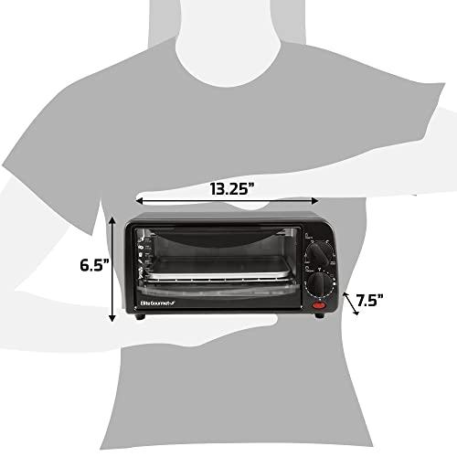 Elite Gourmet Eto236 Personal 2 Slice Countertop Toaster Oven With 15 Minute Timer Includes Pan And Wire Rack, Bake, Broil, Toast, Black #TOP7