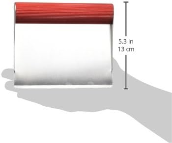 Rachael Ray Tools and Gadgets Stainless Steel Pastry Scraper/Bench Scrape/Kitchen Tool for Baking and Cooking/Dishwasher Safe, Red