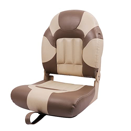 Deckpro Deluxe High Back Boat Seat, Fold-Down Fishing Boat Seat Tan/Sand #TOP1