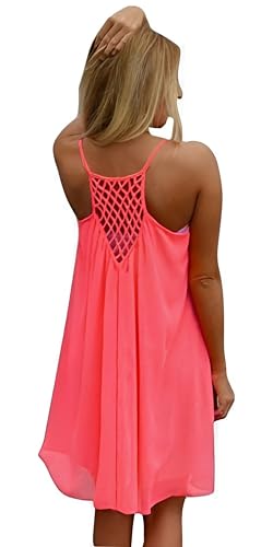 Women's Chiffon Summer Casual Sundress Spaghetti Strap Tank Beach Dresses Bathing Suit Coverup2