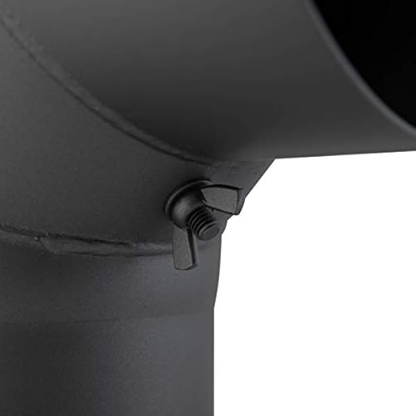 Kamino Flam bågknä gjutgrå med dörr, vinkel på 90°, avgasrör av stål med värmebeständig Senotherm®-beläggning, testad enligt standard EN 1856-2, diameter: ca 150 mm