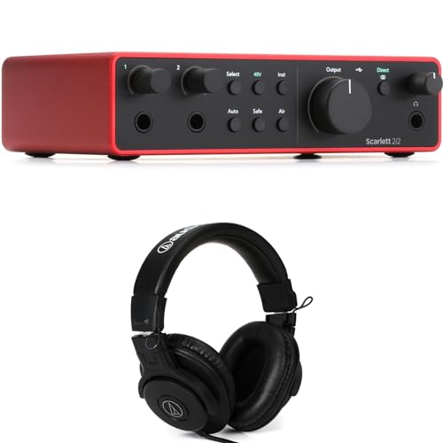 Focusrite Scarlett 2i2 4th Gen USB Audio Interface and ATH-M30x Closed-back Monitoring Headphones