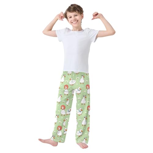 Lovely Duck Florals Boys Long Pants Soft Trousers Elastic Waist Kids Lounge Bottoms with Pockets S-XL2