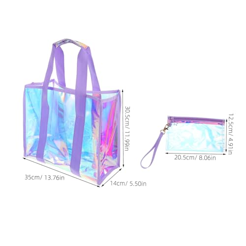 FRCOLOR Large Capacity Beach Bag for Women Straw Beach Tote Bag Iridescent Pool Storage Coastal Tote Travel Pouch Summer Outings Accessory2