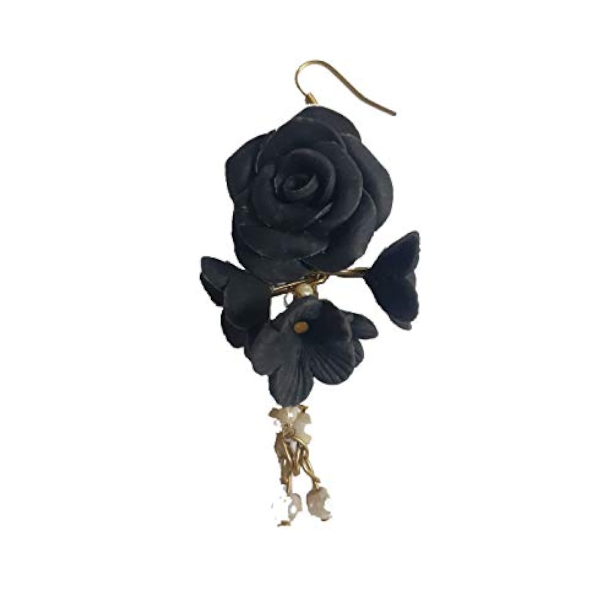 Handmade Indian Flower Drop Earrings with Matching Ring