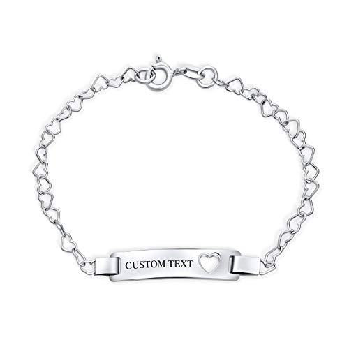 Bracelet d'identification cœur argent .925 personnalisé femme petits poignets