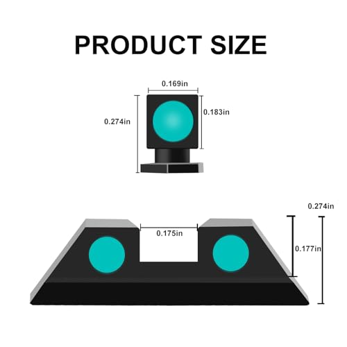 Kingson Front and Rear Handgun Sights Glow in The Dark for Glock Pistols, Fits Glock 17, 17L, 19, 22, 23, 24, 26, 27, 33, 34, 35, 38 and 39