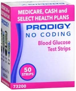 Prodigy 52800 No Coding Blood Glucose Test Strips, Box of 50 Strips