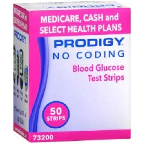 Prodigy 73200 No Coding Blood Glucose Test Strips, Box of 50 Strips