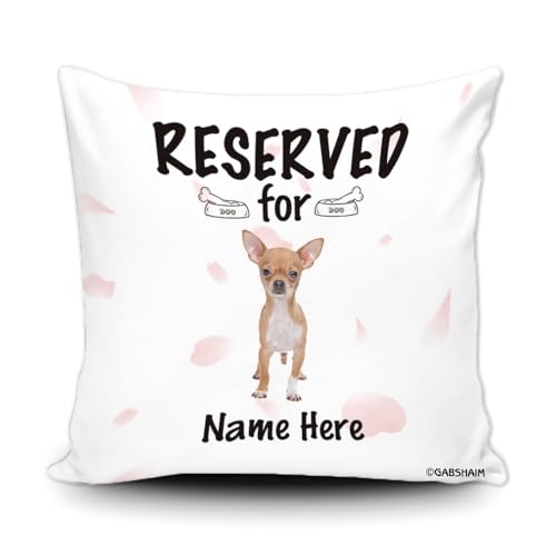 GABSHAIM Custom Reserved for The Dog Throw Pillow Cover Funny Chihuahua Pillowcase Cushion Case Couch Home Decoration White Pink Heart 16X16 Inch Canvas