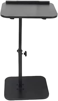 Height Adjustable Mobile Table Workstation, Tilt Angle Portable Overbed Laptop Table with Steel Frame & Rolling Castors, Folding Sofa Desk Tablet Holder for Dinner Games Crafting Work Study (Black)