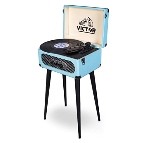 Victor VWRP-3200 Andover 5-in-1 Turntable with 3-Speed Record Player, FM Radio, Bluetooth, Built-in...