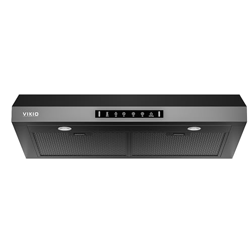 Image of VIKIO HOME 30 Inch Under Cabinet Range Hood 900 CFM, Dual Motor Powerful Kitchen Vent Hood, Gesture & Touch Control, Ultra Quiet DC Motor, Dishwasher-Safe Filters, LED Lights, Black