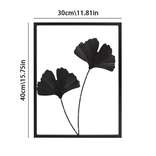 Décoration murale de feuilles métalliques LED et cadre noir pour intérieur - 5