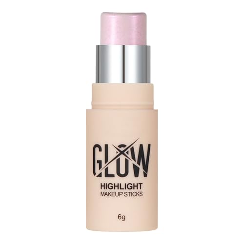 FEESHOW Women’s Brightening Highlighter Stick – Lightweight Gel Formula with Subtle Shimmer, Easy-Blend for a Radiant Look Pink One Size