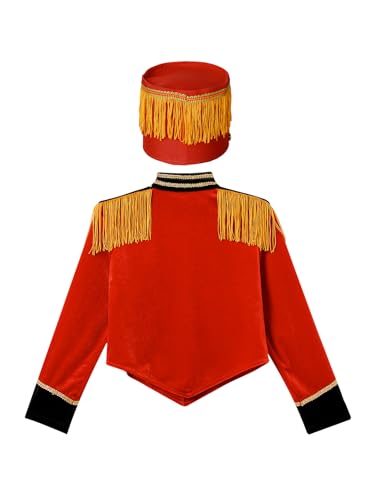 Kids Circus Ringmaster Outfits Drum Major Team Uniform Marching Band Tassel Jacket Coat with Hats Set4