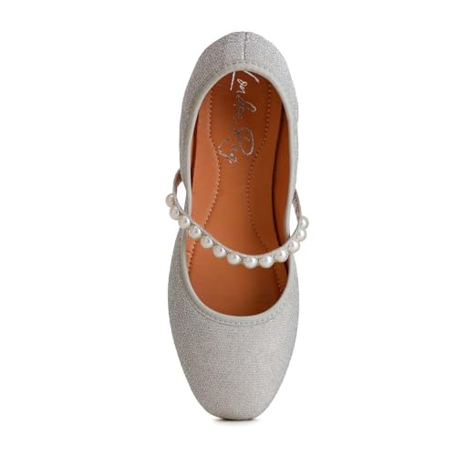 Corphee Pearl Strapped Glitter Ballerinas4