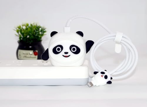 Image of CERLINK Charger Protector for Samsung 25W Type C, Protective Silicone Case Cover 25W Power Adapter Charger with Wire Saver - Pack of 1 (Panda)