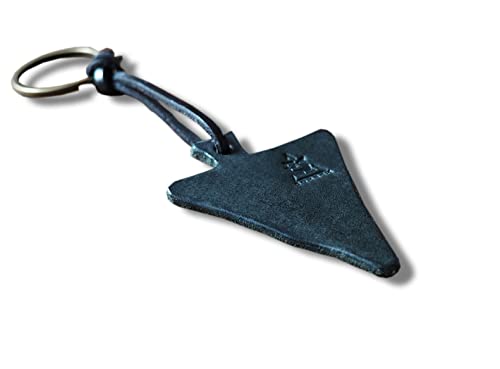 Handmade Leather Triangle Keychain - key fob handmade, keyring, leather tag, key holder, cutting board, cheese board, Minimal, Minimalist #Black