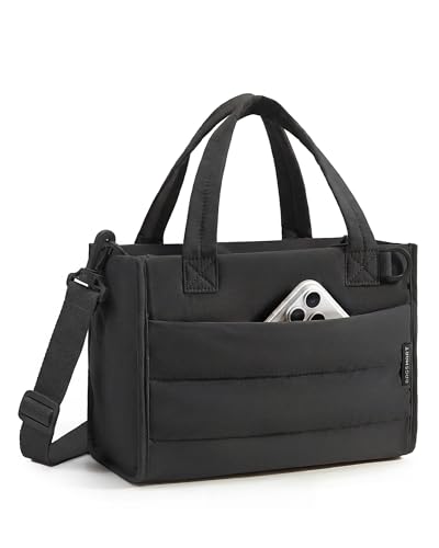 Image of BAGSMART Mini Tote Bag for Women, Puffer Quilted Crossbody Purses, Zipper Closure for Work Travel College, Classic
