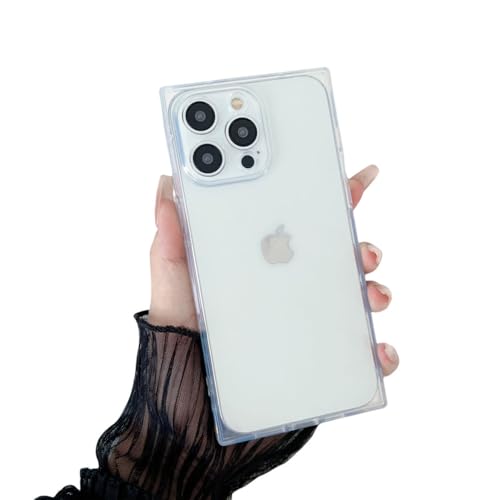 ORBANA Custodia per Iphone XR Cover antiurto in silicone trasparente quadrato fluorescente al neon, Trasparente, Per Iphone XR