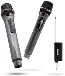 Kit 2 Microfone Sem Fio Profissional Recarregavel Uhf Led Com Receptor Para Karaoke - Para Igreja- Para Eventos - Para Palestras- Niwave