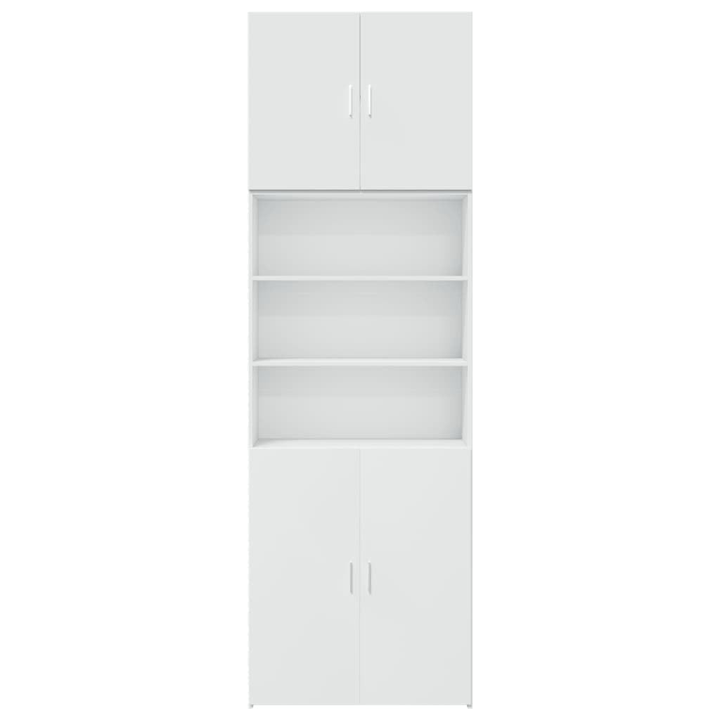 Armadio alto, 80 x 42,5 x 249 cm, in legno | Armadio alto versatile bianco con scomparti aperti e ante per soggiorno, camera da letto e corridoio.