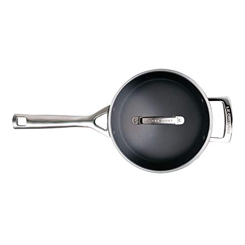 LE CREUSET Toughened Non-Stick 20x12.2cm Saucepan w/Helper Handle and Glass Lid, Aluminium, 51108200010302, Black - Image 3