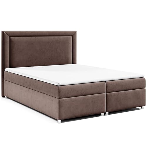 Best For Home|Boxspringbett Trinity K-3 mit Bonellfederkernmatratze H3 & ca. 5cm PUR-Schaum-Topper|Bettkasten mit Federmechanismus | Boxspringbett 140x200 | Polsterbett 140x200 | Doppelbett140x200