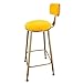 LYLSXY Stuhl,Barhocker Barhocker Barthekenhöhe Metall/Eisen-Finish Für Pub/Restaurant/Heimküche Mit Rückenlehne Und Weichem Samtkissen,Gelb,65Cm