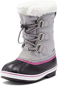 SOREL Children’s Yoot Pac Nylon Boot — Chrome Grey, Black — Waterproof Winter Boots — Size 12