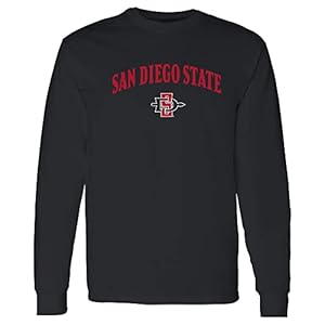 AL03 – San Diego State Aztecs Arch Logo Long Sleeve T Shirt – X-Large – Black