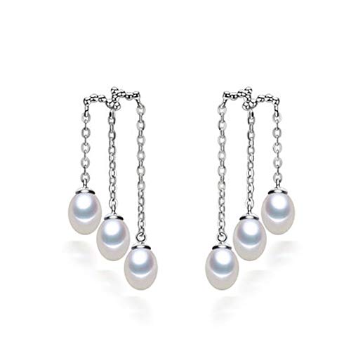 Boucles d'oreilles perles d'eau douce multicouches en argent 925