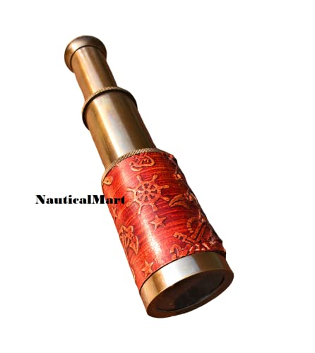 Nautical Brass Spyglass Telescope With Box, Brass Pirate Telescope, Spyglass Collapsible Monocular Decorative Telescope With Glass Optics For Kids Travellers Adventure Enthusiasts Collectible 6'' #TOP2