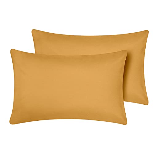 Oxford Homeware Ochre Pillow Cases 2 Pack Brushed Microfiber – Standard Pillowcases Fade Resistant Pillow Cover Envelope Closure Pillow Covers (48 x 74 cm)