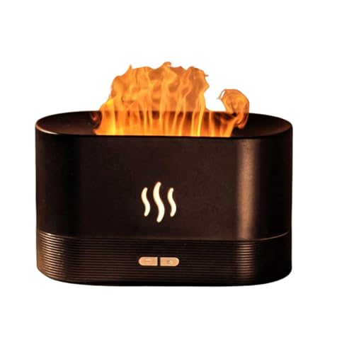 Image of Diffuser /Atmosphere Light Humidifier - Portable Noiseless Aroma Aromatherapy Machine, Auto Shut-Off, Essential Oil Diffuser for Home Office Yoga Relieve (Black-Flame)