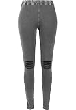 URBAN CLASSICS Leggings Donna Elasticizzati ottica Jeans, Taglio alle Ginocchia, Vita bassa, Materiale Jersey, Ottica Jeans, Disponibile Anche per Grandi Taglie XS- XL