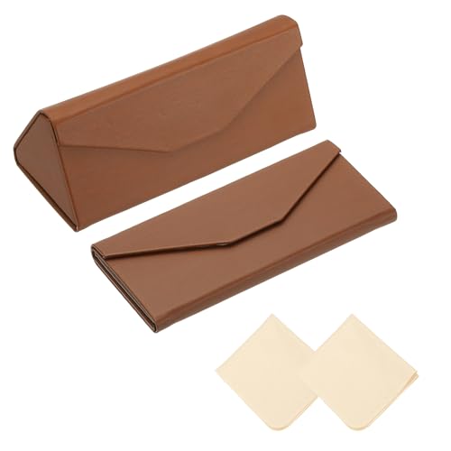 Image of PATIKIL Foldable Glasses Case, Triangle Magnetic Sunglasses Organizer Case PU Leather Eyeglass Case with Cloth for Glasses