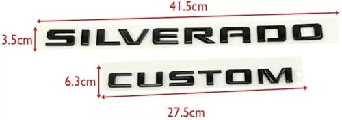 Image of 2pcs Replacement for 2019-2023 Silverado Custom Rear Tailaget Letter Emblem Badge 3D Decal Nameplate (Gloss Black)