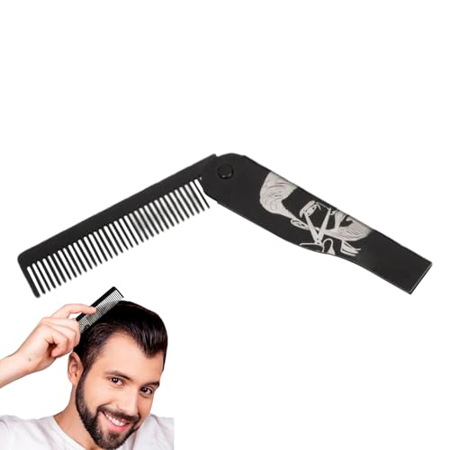 Beard Comb, Foldable Grooming Brush, Portable Stainless Steel Tool, Compact Sturdy Styling Accessory, Ideal for Men, Husbands, Dads, Travel Kits, and Home Beard Care