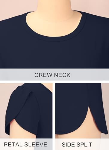 Image of Herou Women's Casual Long /Short Sleeve T Shirt Crewneck with Side Split Fall Pullover Loose Tunic Sweater Tops