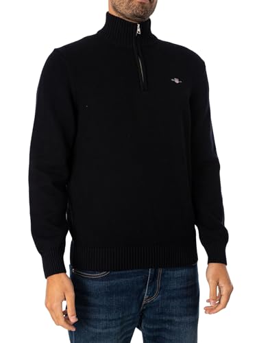 GANT Mens Cotton Half Zip Cream Sweater Black M