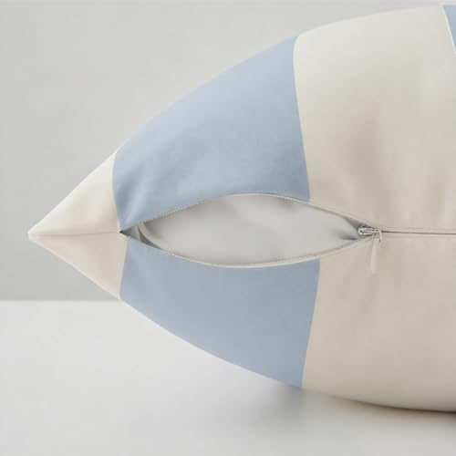 Image of Allorry Outdoor Pillow Covers 12x20 Set of 2 Sky Blue Striped Decoration Throw Pillow Covers for Spring Fall Outdoor Waterproof Garden Patio Furniture Sofa Bed Home Decor JB007-K12