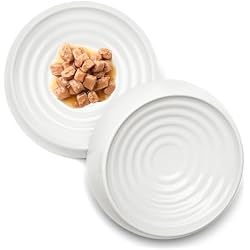 CatGuru Cat Bowls, Whisker Friendly Food Bowl for Indoor Cats, Reliefs Whisker Fatigue, Wide Kitten Dish, Non Slip Pet Dishes, Shallow Pet Plates (Marshmallow, (Pack of 2))