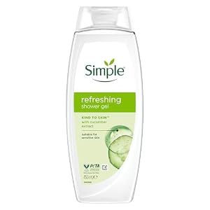 Simple Kind to Skin Refreshing Shower Gel pack of 6 body wash with natural cucumber extract for dry skin 450 ml, White