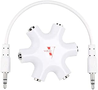 VOXXU 5 Way Universal Headphone Splitter with 2 way AUX cable  3.5mm Multi Jack Headset Splitter |5 Port Audio Jack Divider to Share Music for iPhone iPad Samsung Laptop |Stereo Audio Headset Adapter